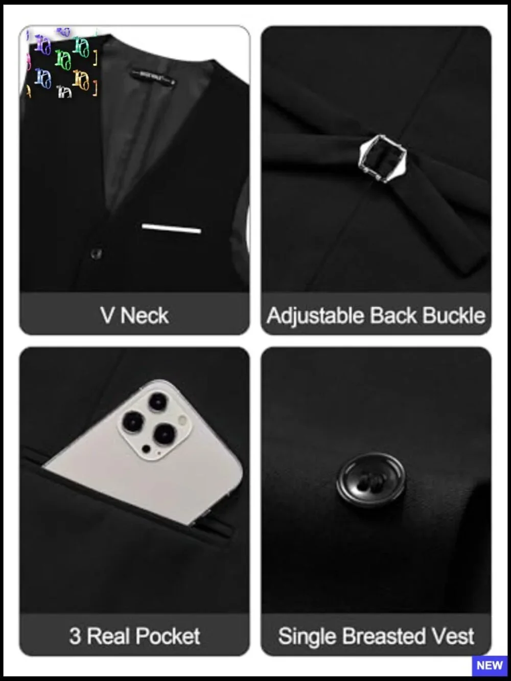 Slim Fit Men's Vest Classic Formal Business Casual Four Button Closure